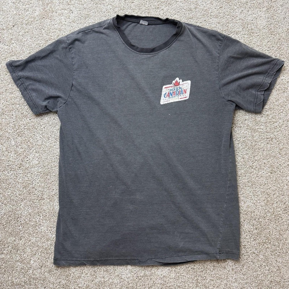 Y2K Molson Canadian Shirt Mens Large Gray Answer Honestly Beer Tee T-Shirt